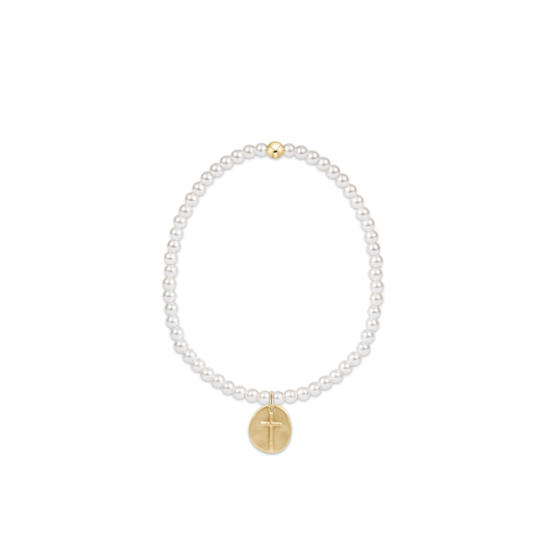 enewton Classic Pearl 3mm Bead Bracelet - Inspire Small Gold Charm