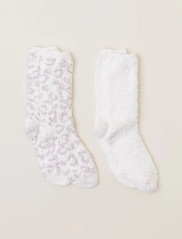 Barefoot Dreams CozyChic® Women's Barefoot in the Wild® 2 Pair Sock Set in Cream / Stone Multi