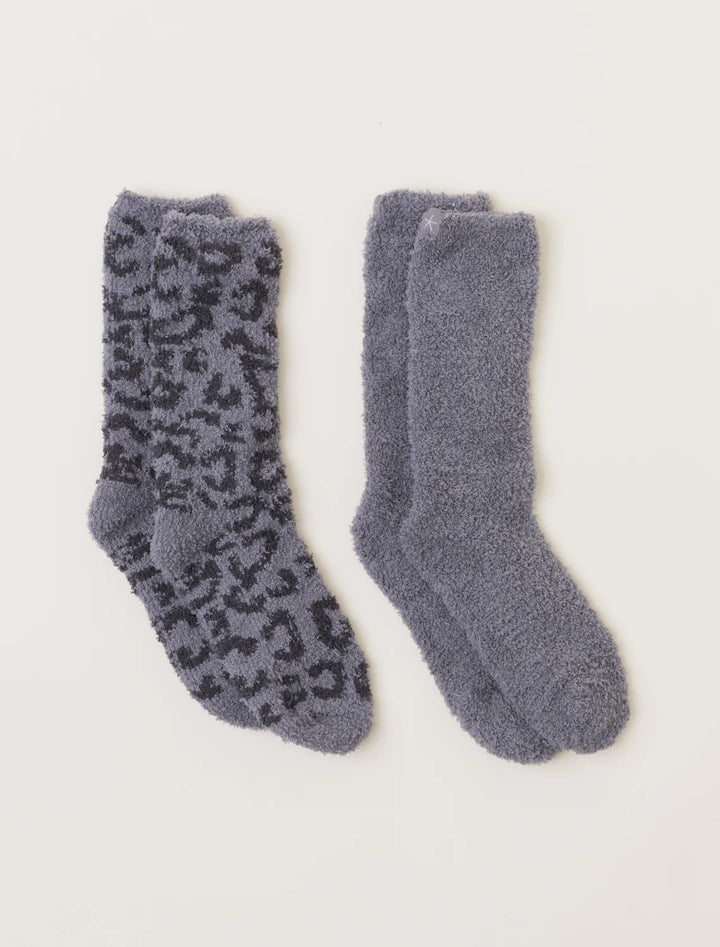 Barefoot Dreams CozyChic® Women's Barefoot in the Wild® 2 Pair Sock Set in Graphite / Carbon Multi