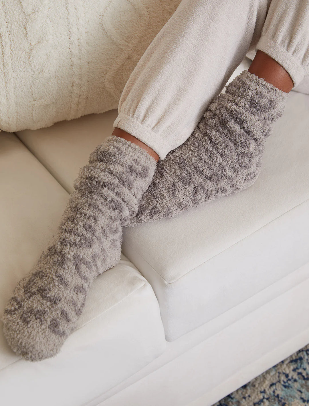 Barefoot Dreams CozyChic® Women's Barefoot in the Wild® 2 Pair Sock Set in Linen / Warm Gray Multi