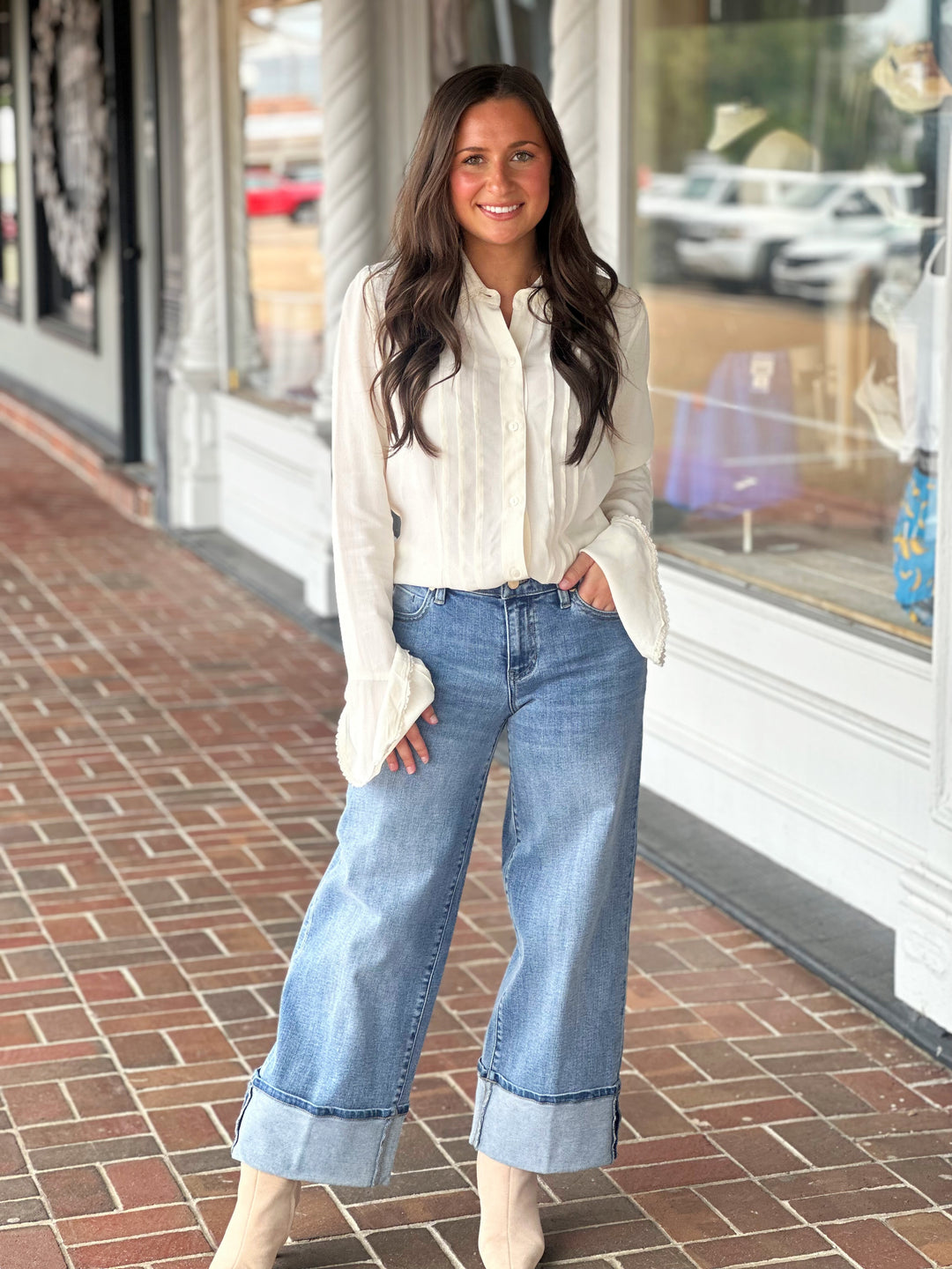 Free People Melrose Top in White Whisper