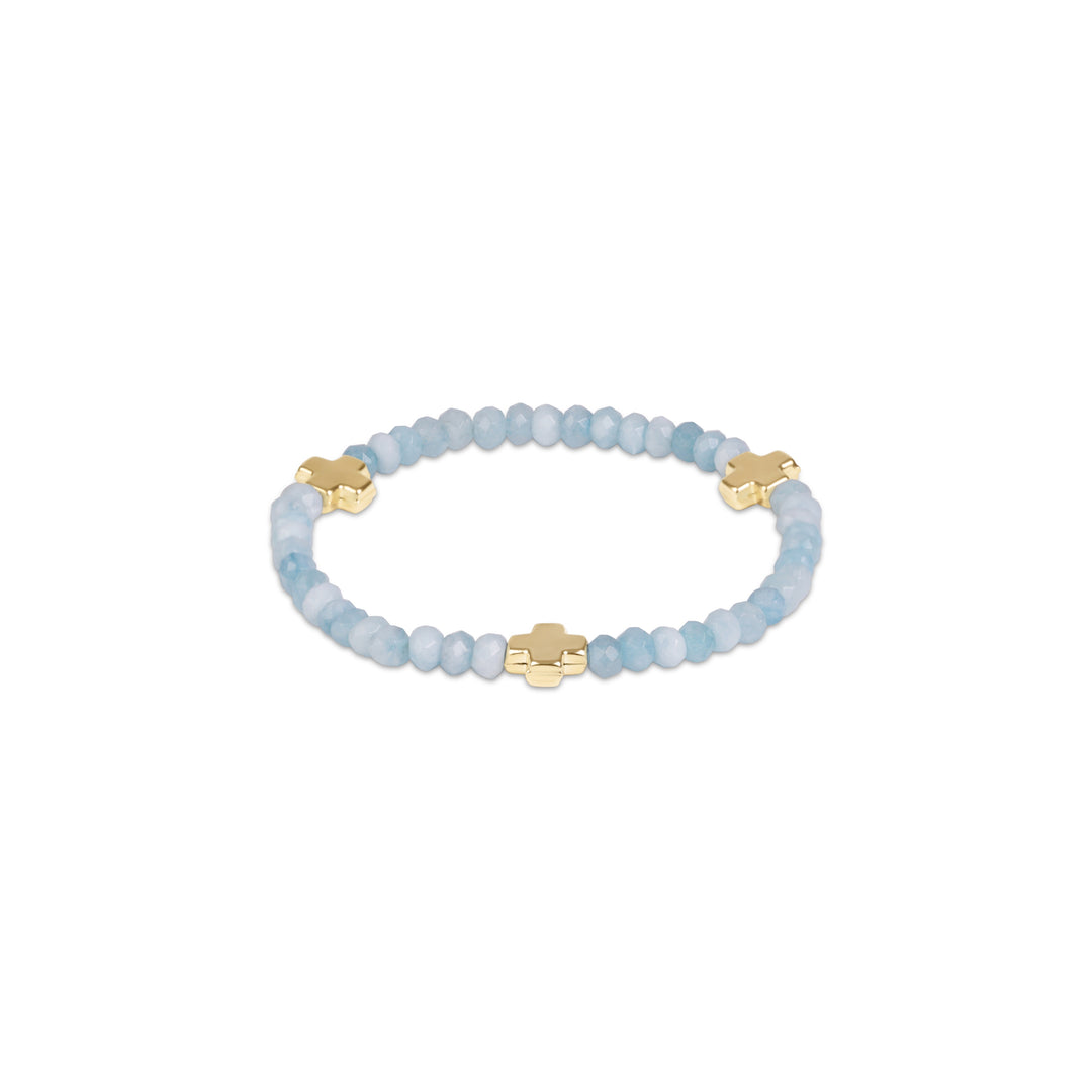 Enewton Extends Signature Cross Gold 4mm Gemstone Bracelet - Aquamarine
