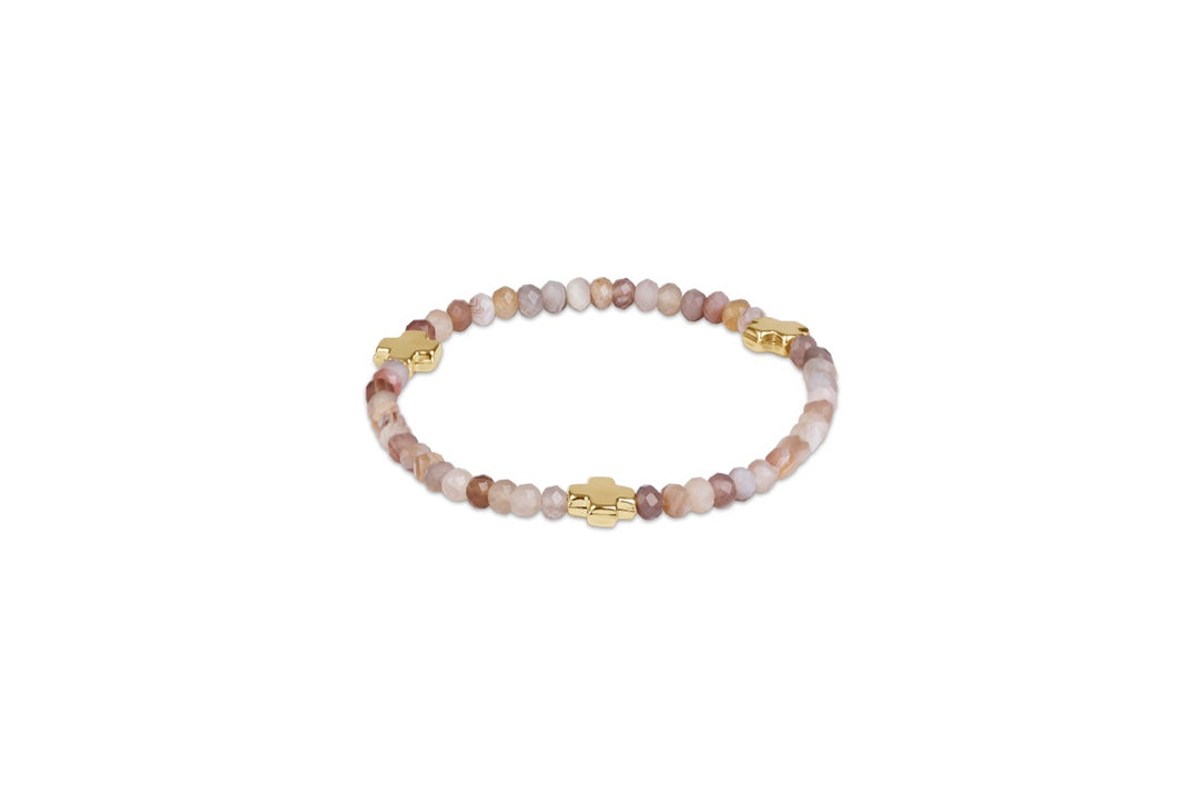 Enewton Extends Signature Cross Gold 4mm Gemstone Bracelet - Botswana Agate