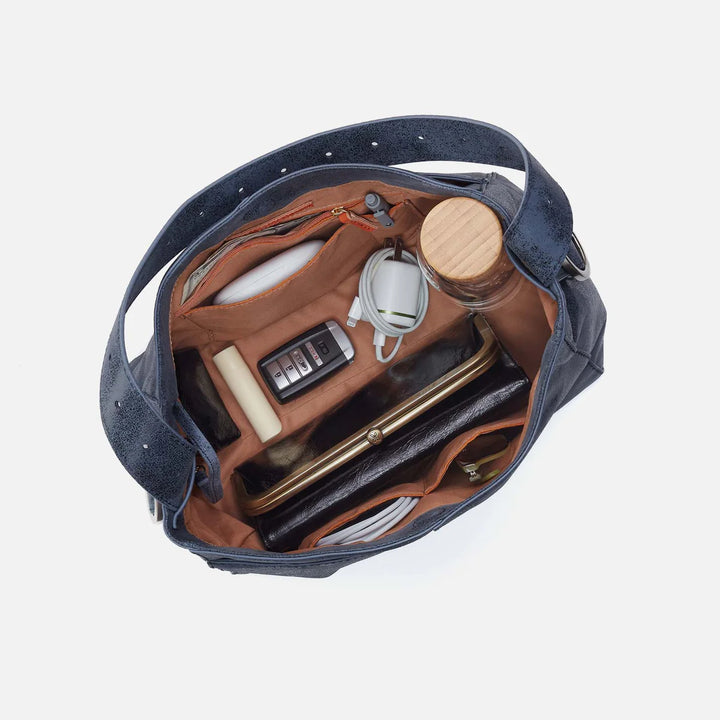 Hobo Render Shoulder Bag in Buffed Leather | Indigo Sky