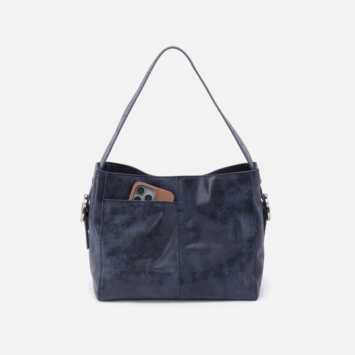 Hobo Render Shoulder Bag in Buffed Leather | Indigo Sky