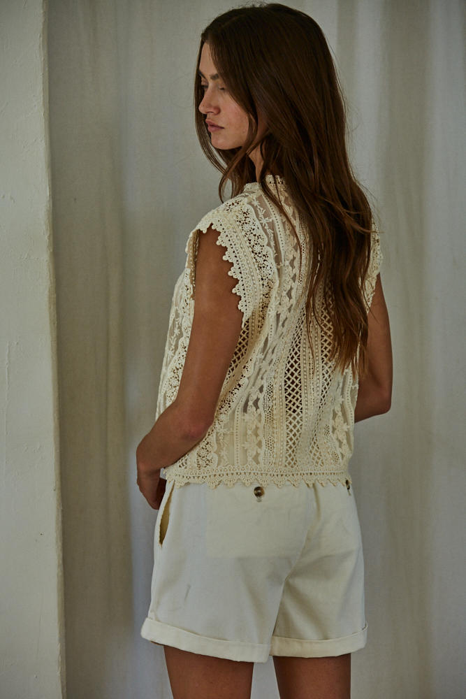 Circe Crochet Lace Top in Natural