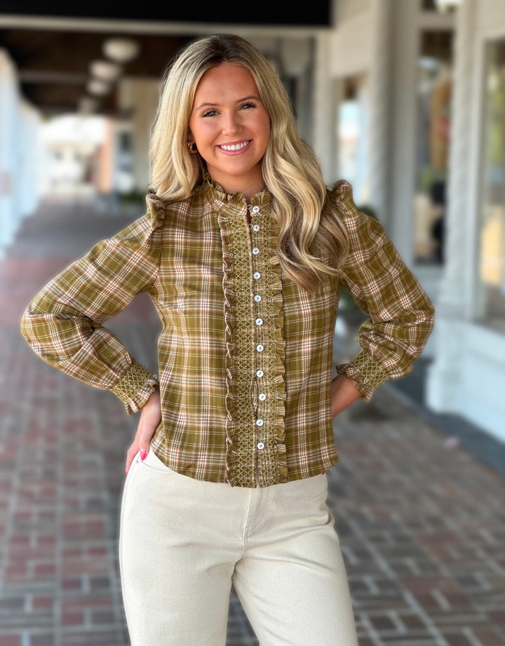 Love The Label Zinny Long Sleeve Top in Hillside Plaid