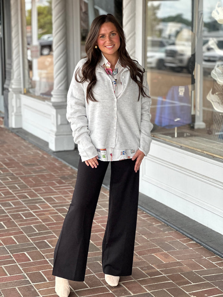 Space Between Button Cardigan in Light Grey