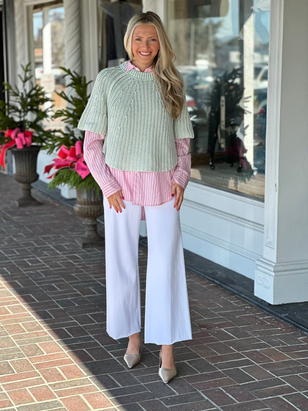 Free People Amy Sweater Tee in Cameo Green