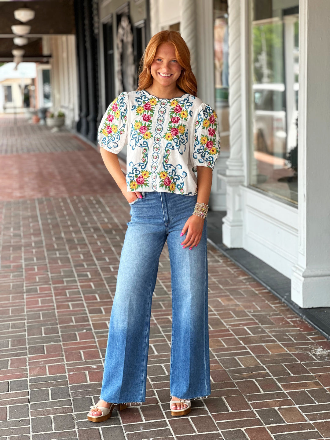 Cream Floral Top