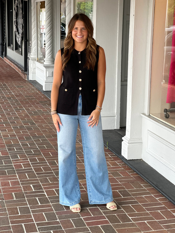 Pocket Sweater Vest in Black