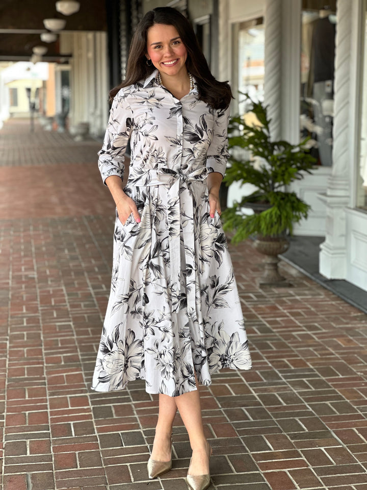 Neila Quarter Sleeve Maxi Dress in Audrey Pearl