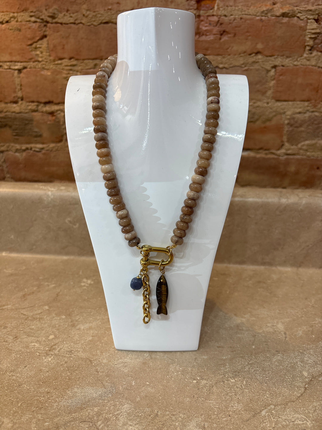 Hooked On You Beaded Necklace in Brown