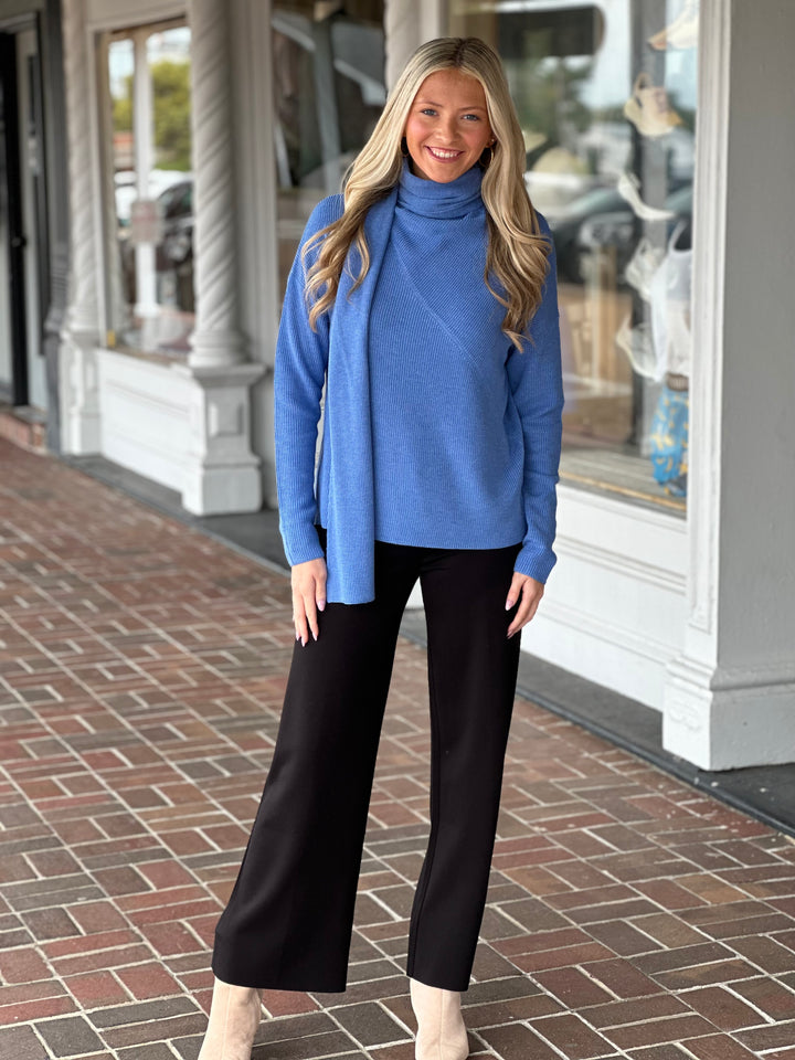 Elliott Lauren Long Sleeve Cable Knit Blue Sweater