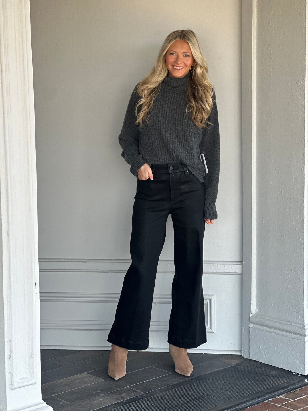 Michael Stars Storm Neck Pullover in Charcoal