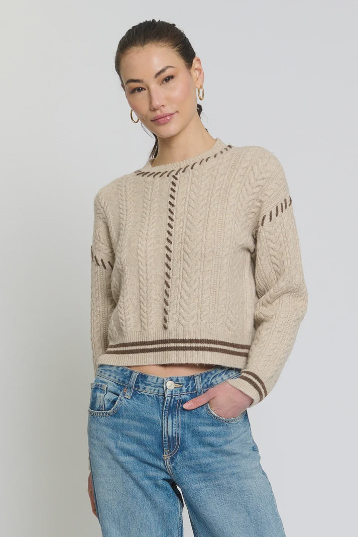 Central Park West Phoebe Patchwork Cropped Sweater