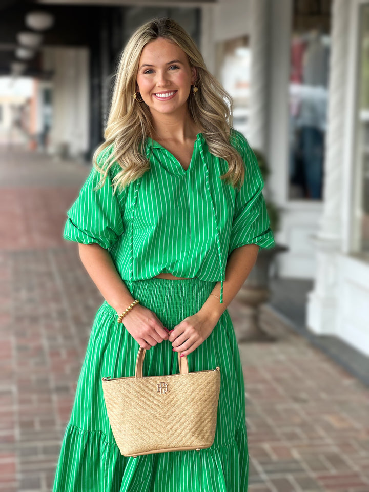 Adrienne Tatum Kelly Green Stripe Top
