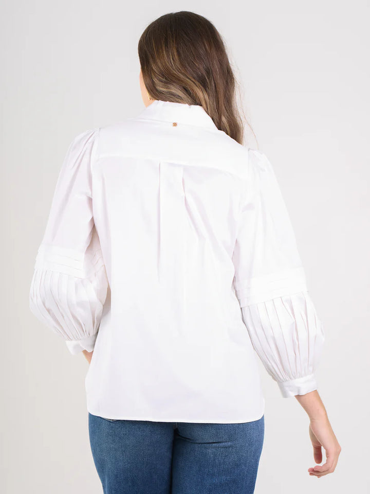 Emily Mccarthy Oxford Top in White Cotton Poplin
