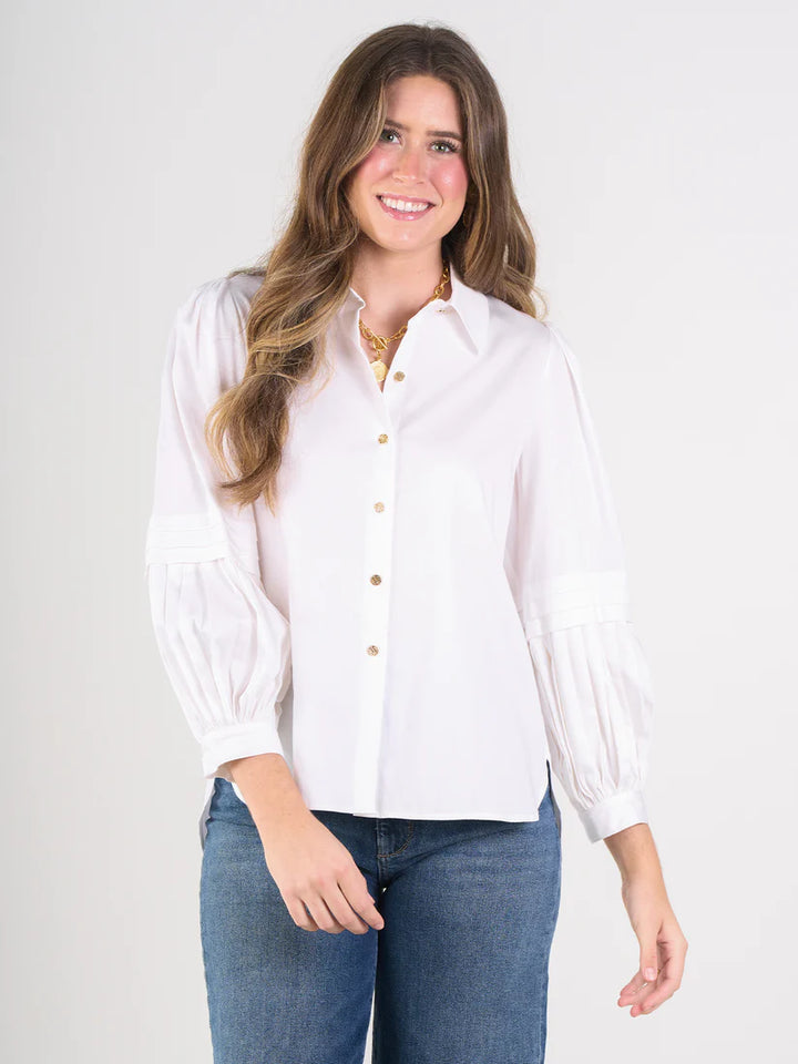 Emily Mccarthy Oxford Top in White Cotton Poplin