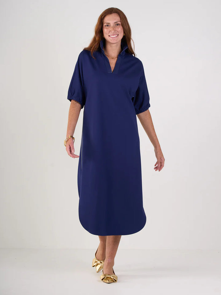 Emily Mccarthy Poppy Caftan in Navy Ponte