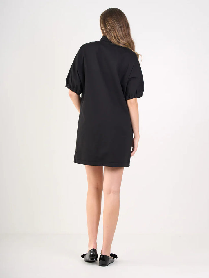Emily Mccarthy Poppy Dress in Black Cotton Poplin