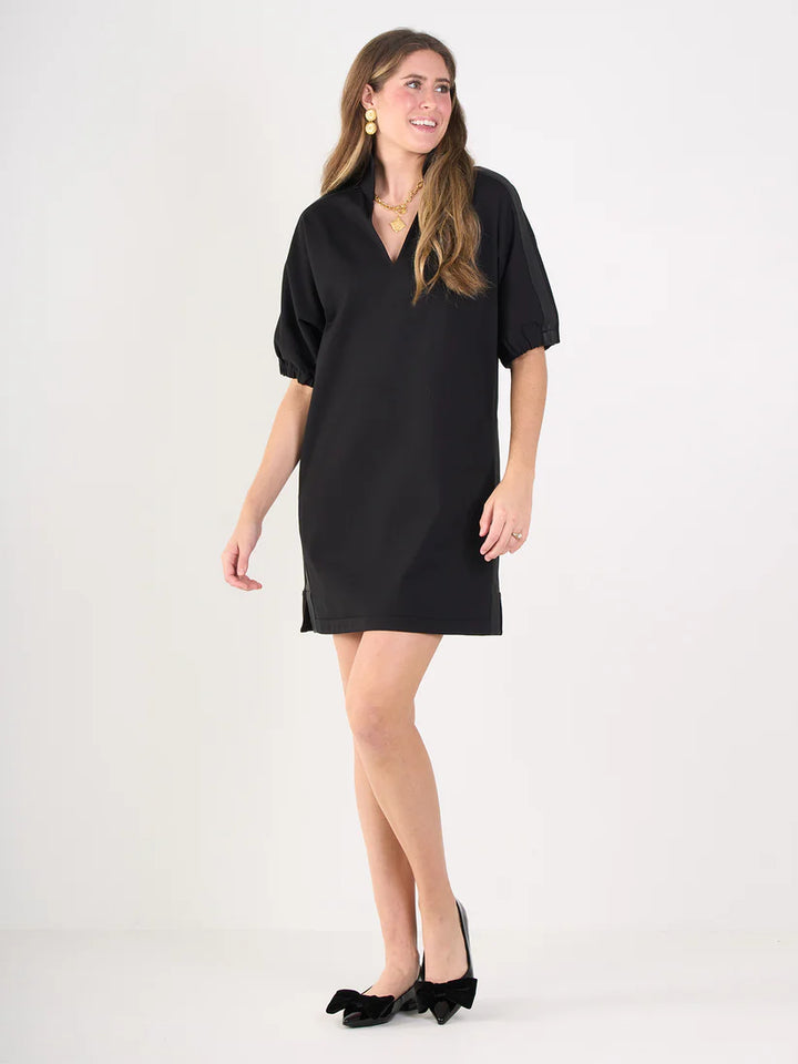 Emily Mccarthy Poppy Dress in Black Cotton Poplin