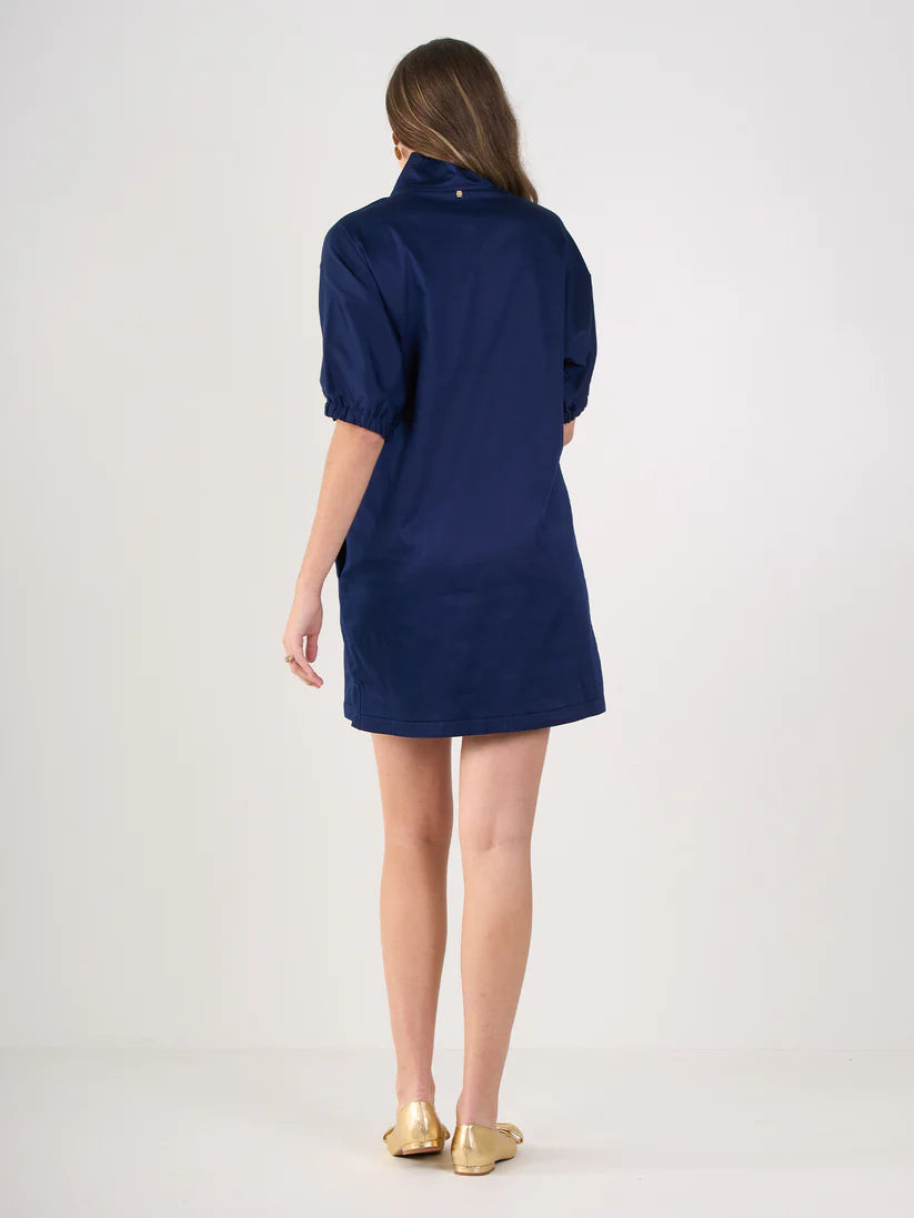 Emily Mccarthy Poppy Dress in Navy Cotton Poplin