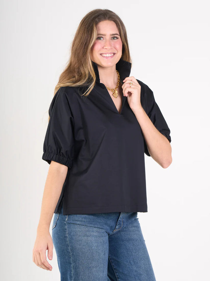 Emily Mccarthy Poppy Top in Jet Black Ponte