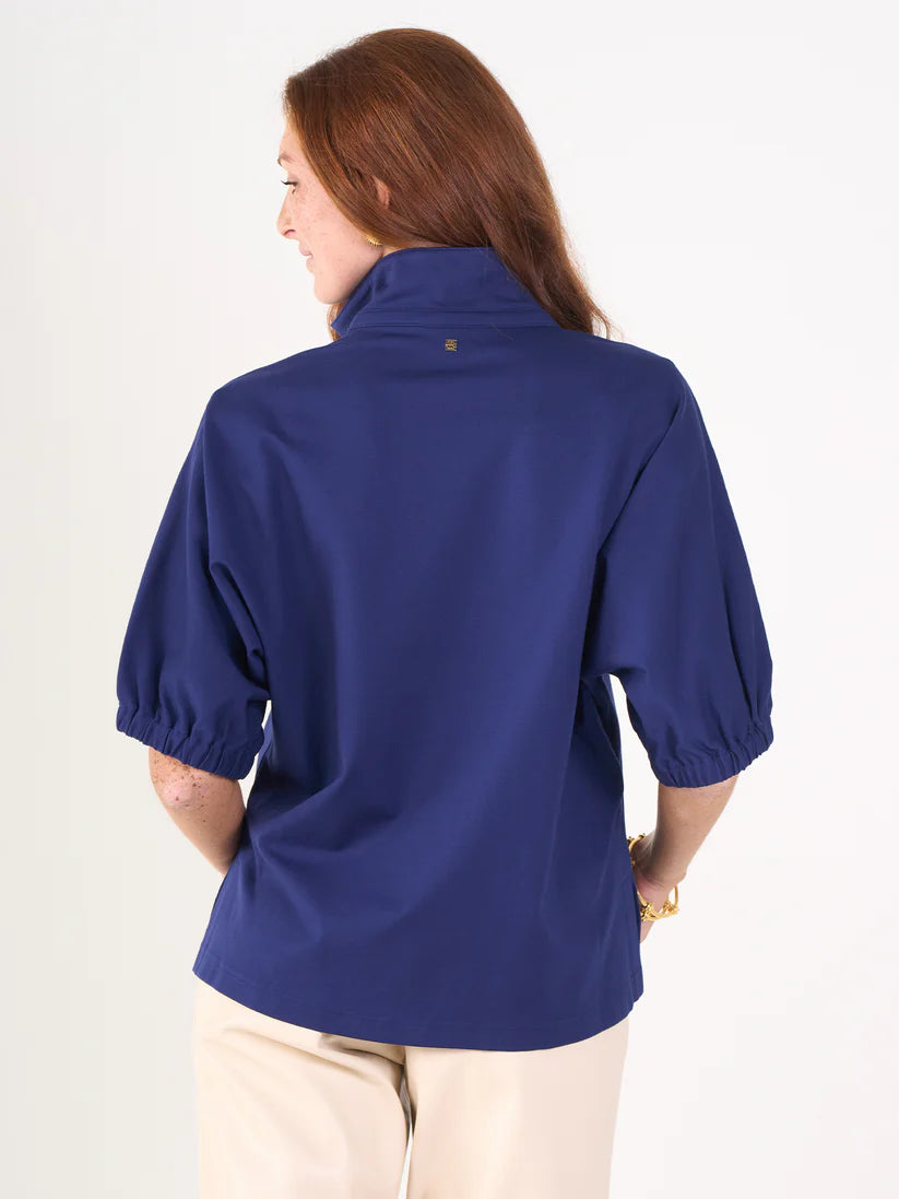 Emily Mccarthy Poppy Top in Navy Cotton Poplin