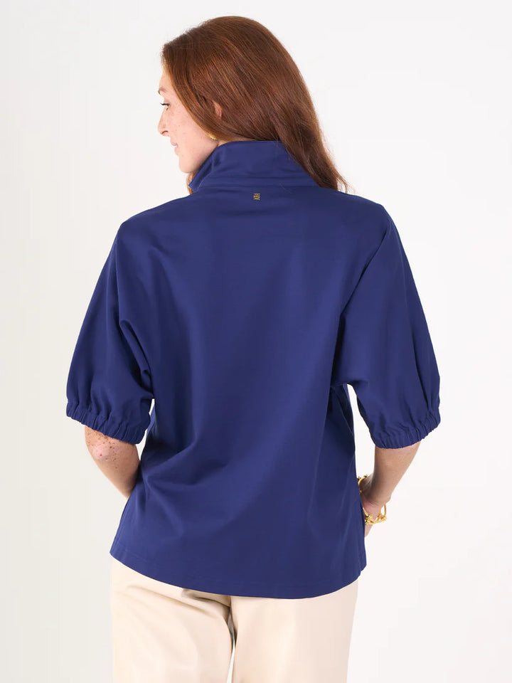 Emily Mccarthy Poppy Top in Navy Cotton Poplin