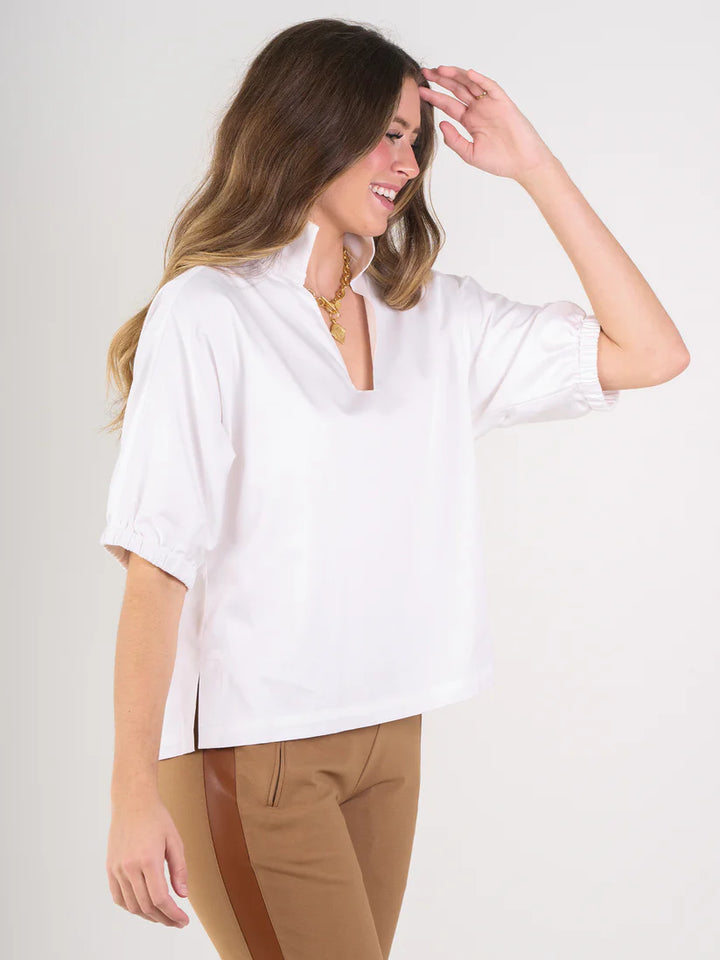 Emily Mccarthy Poppy Top in White Cotton Poplin