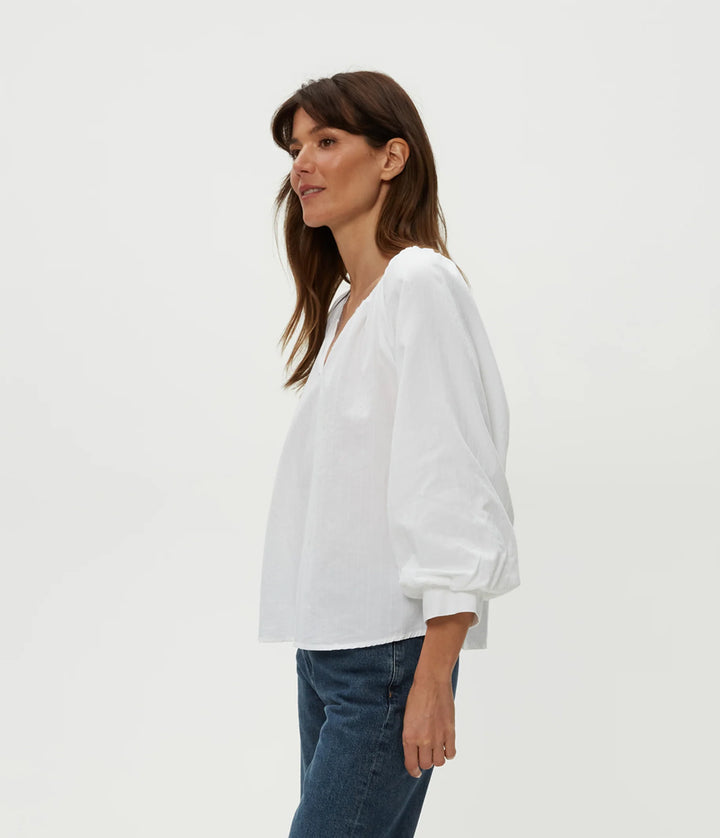 Michael Stars Cleo Notch Neck Top in White