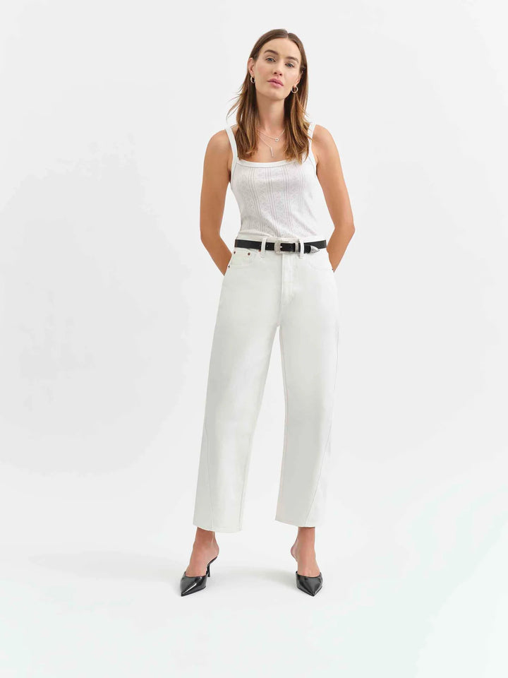 Daze Denim Westward Barrel Leg Jean in Swan White
