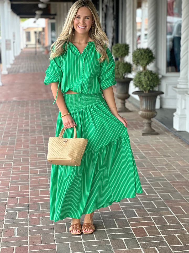 Adrienne Tatum Kelly Green Stripe Top