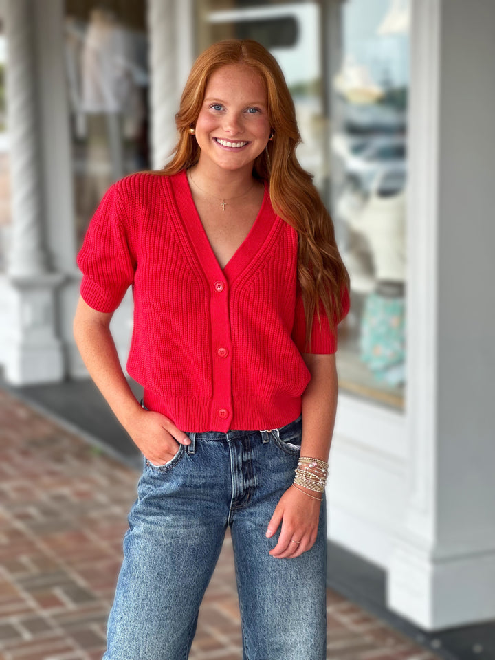 Steve Madden Janae Cardigan in Red