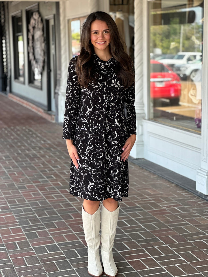 Habitat Jacquard Scroll Pleat Front Dress in Dove