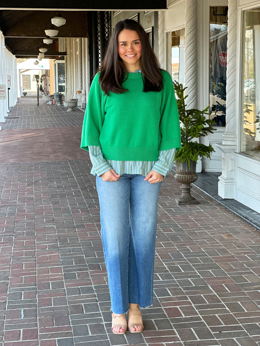 Raglan Sweater Top in Green