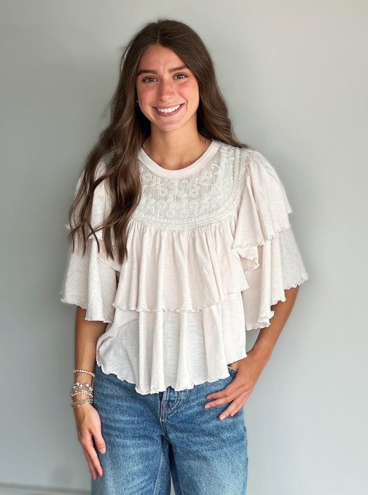 Free People Rose Party Tee in Sugar Swizzle