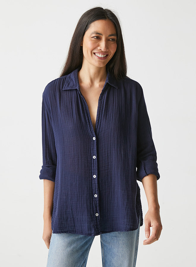 Michael Stars Leo Button Down Top in Nocturnal