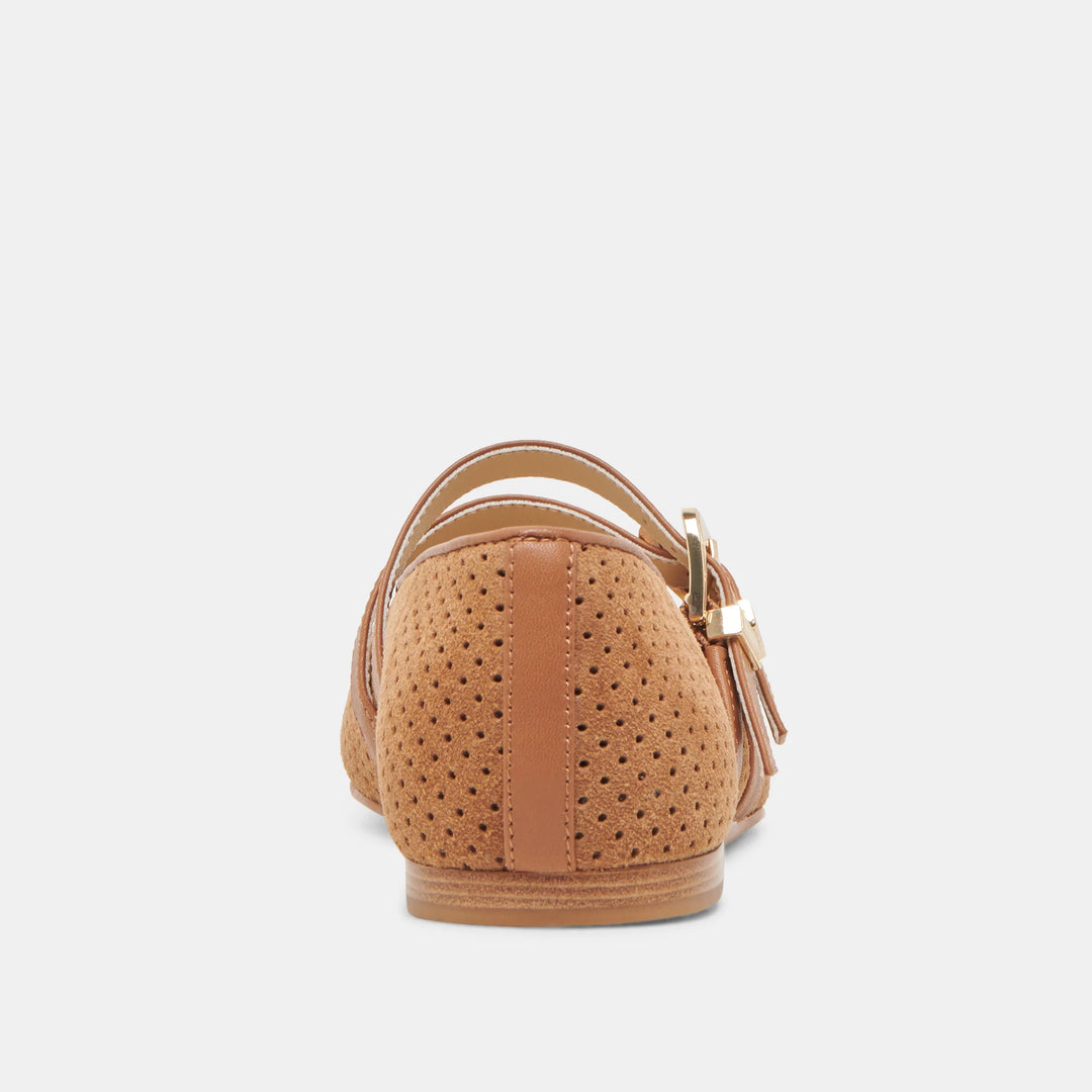 Dolce Vita Baylee Ballet Flats in Pecan Perforated Suede