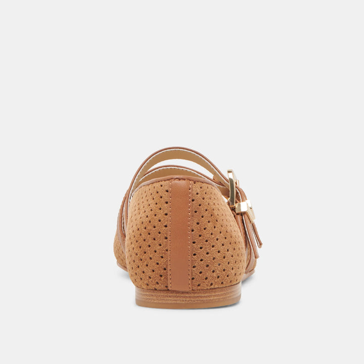 Dolce Vita Baylee Ballet Flats in Pecan Perforated Suede