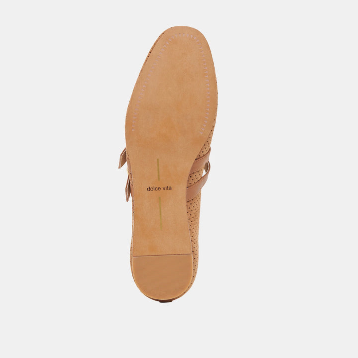 Dolce Vita Baylee Ballet Flats in Pecan Perforated Suede