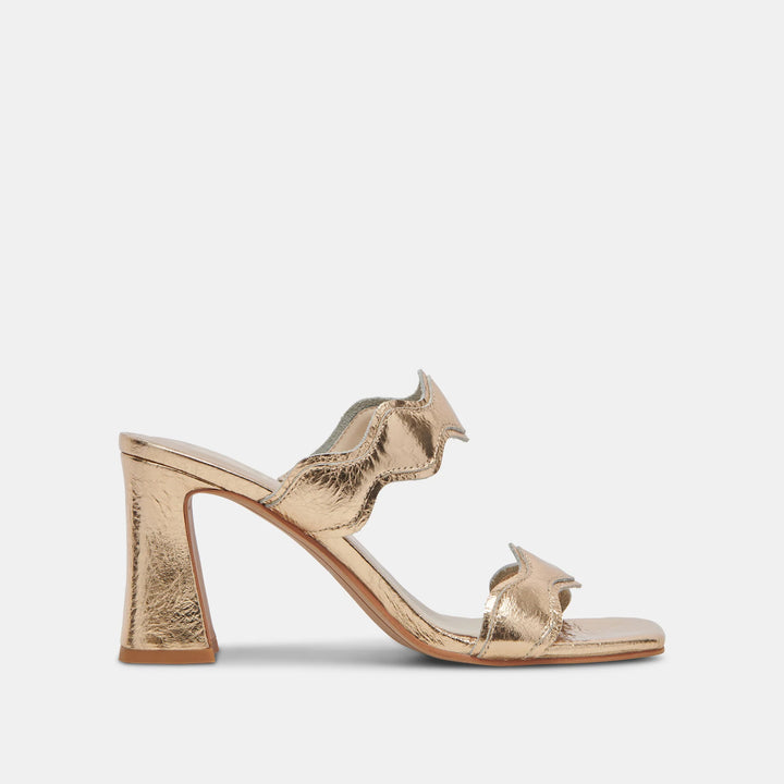 Dolce Vita Ilva Heels in Gold Distressed Leather