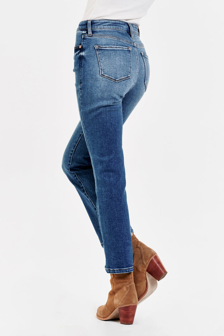 Dear John Frankie Super High Rise Cropped Straight Jeans in Savoy