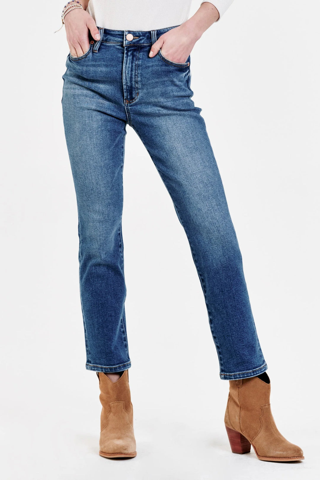 Dear John Frankie Super High Rise Cropped Straight Jeans in Savoy