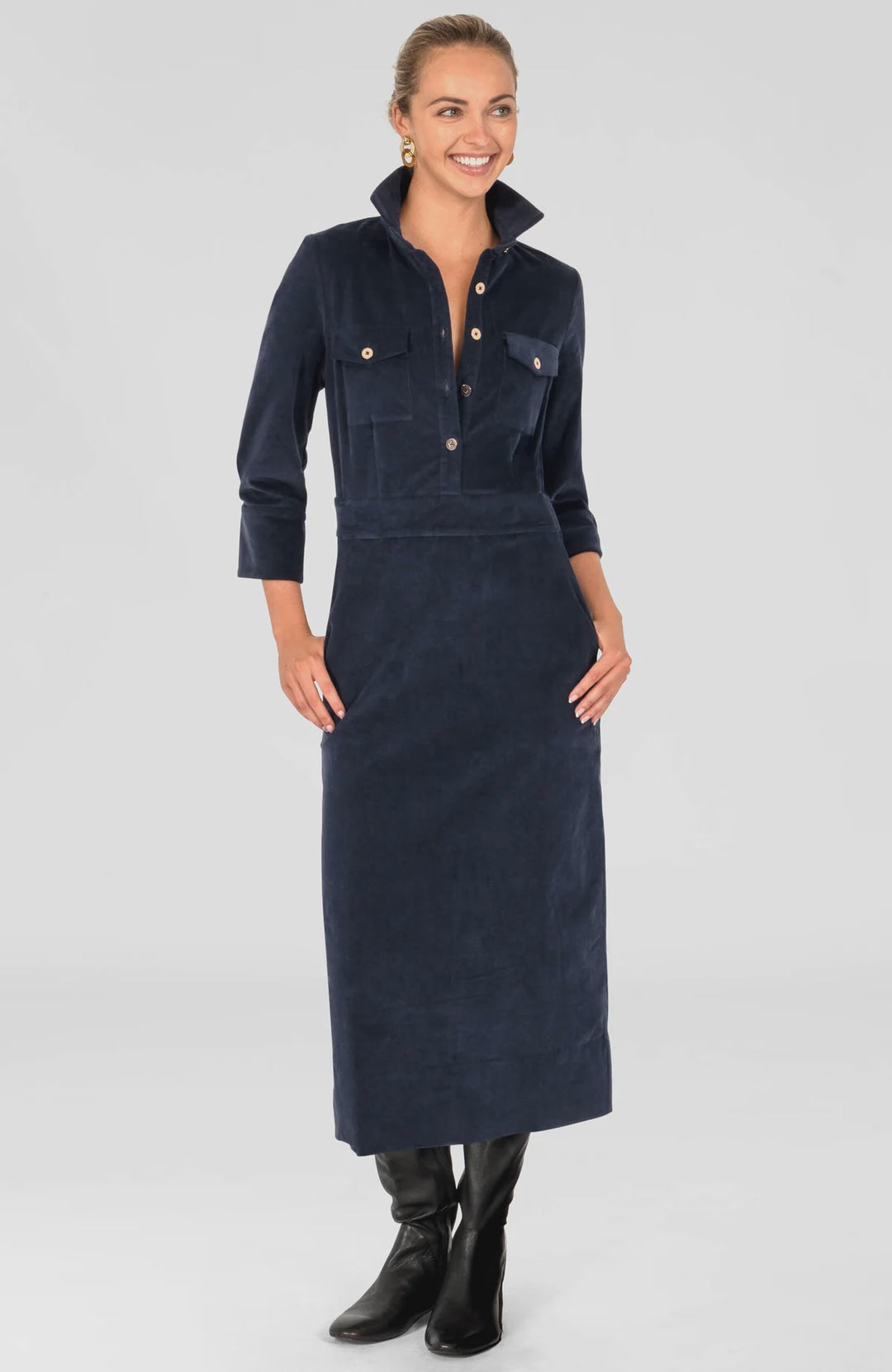 Gretchen Scott Shake It Up Dress - Corduroy in Navy