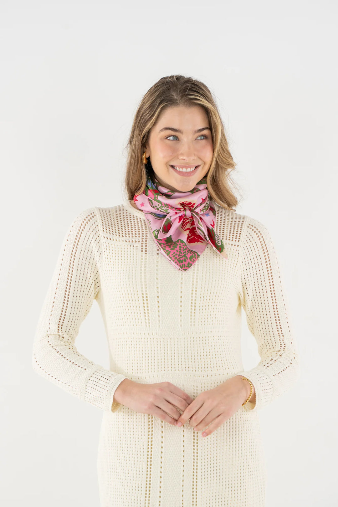 Emily Mccarthy Hand-Stitched Silk Scarf in Iconic Joy
