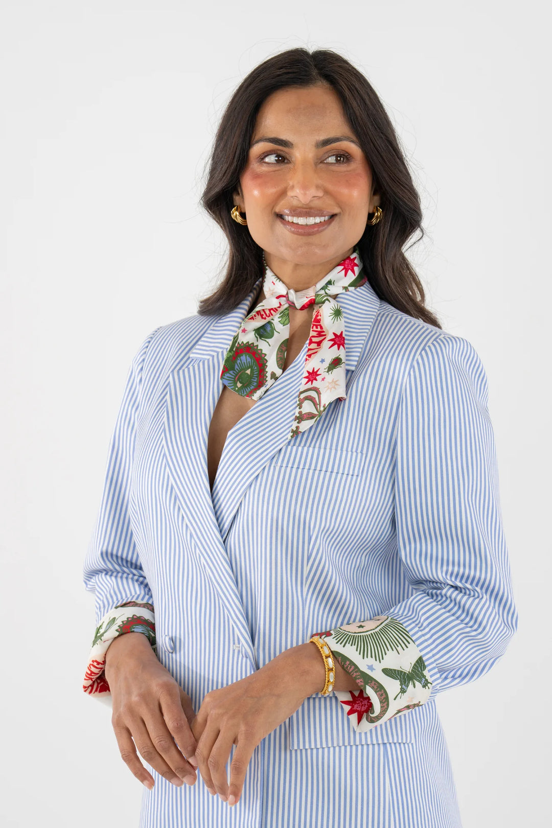 Emily Mccarthy Hand-Stitched Silk Scarfette in Iconic Joy