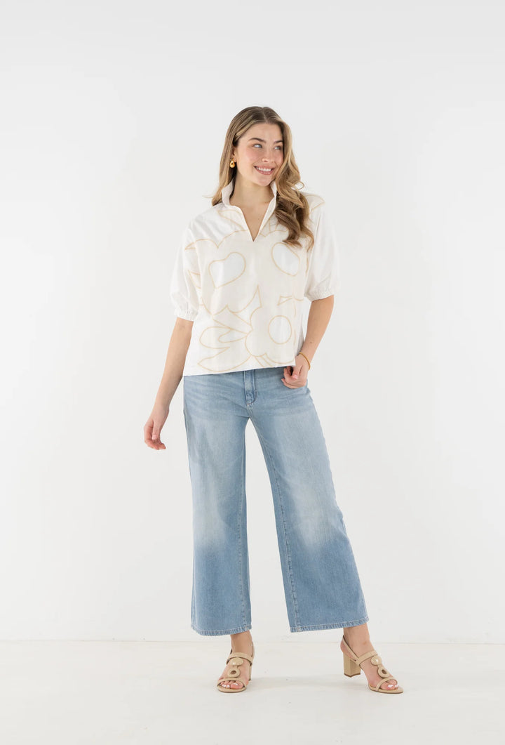 Emily McCarthy Poppy Top in Beige Bloom