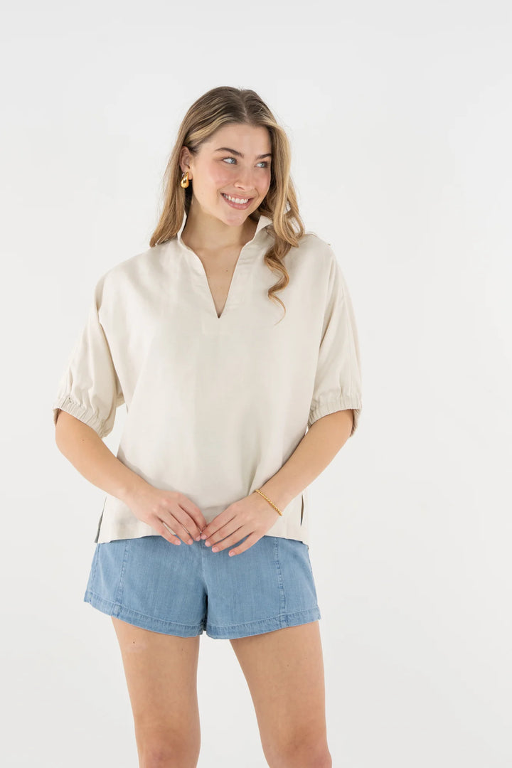 Emily Mccarthy Poppy Top in Sandshell Linen